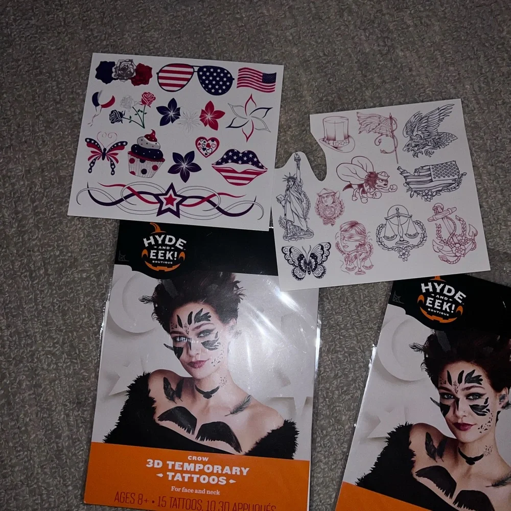 Temporary tattoo bundle; minimalist looks & Fourth of July
